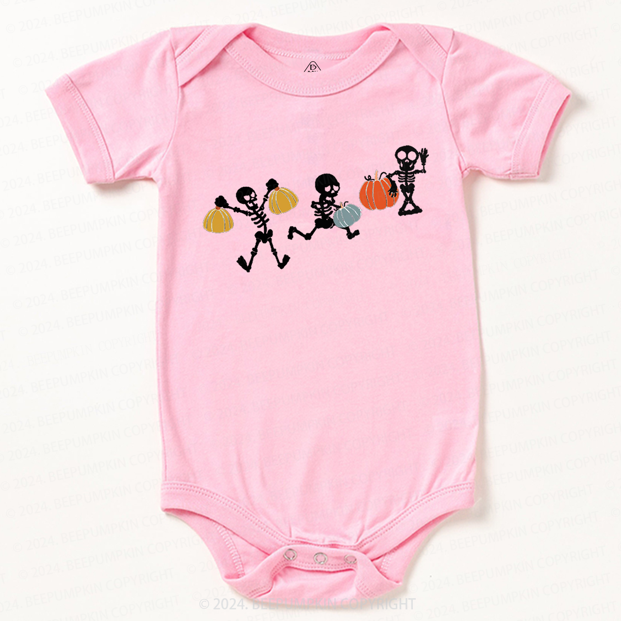 Funny Sportive Skeletons With Pumpkins Baby Bodysuits 