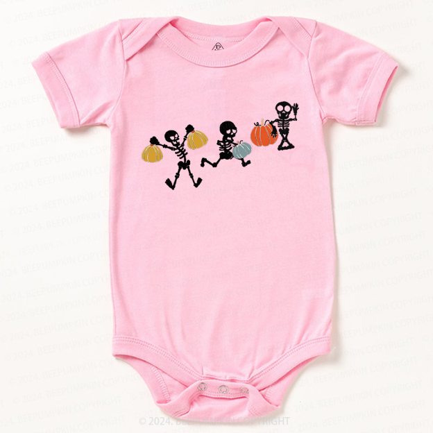 Funny Sportive Skeletons With Pumpkins Baby Bodysuits 