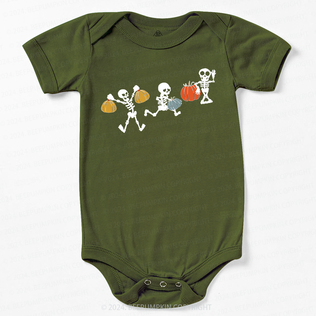 Funny Sportive Skeletons With Pumpkins Baby Bodysuits 