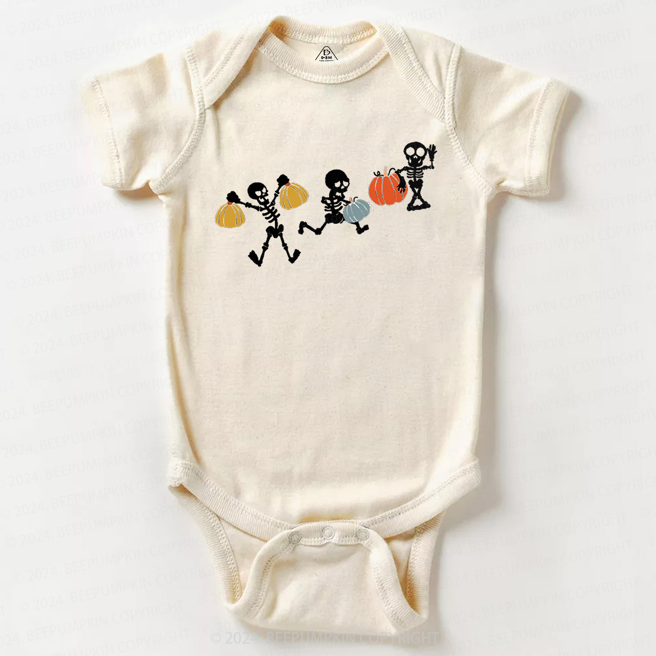 Funny Sportive Skeletons With Pumpkins Baby Bodysuits 