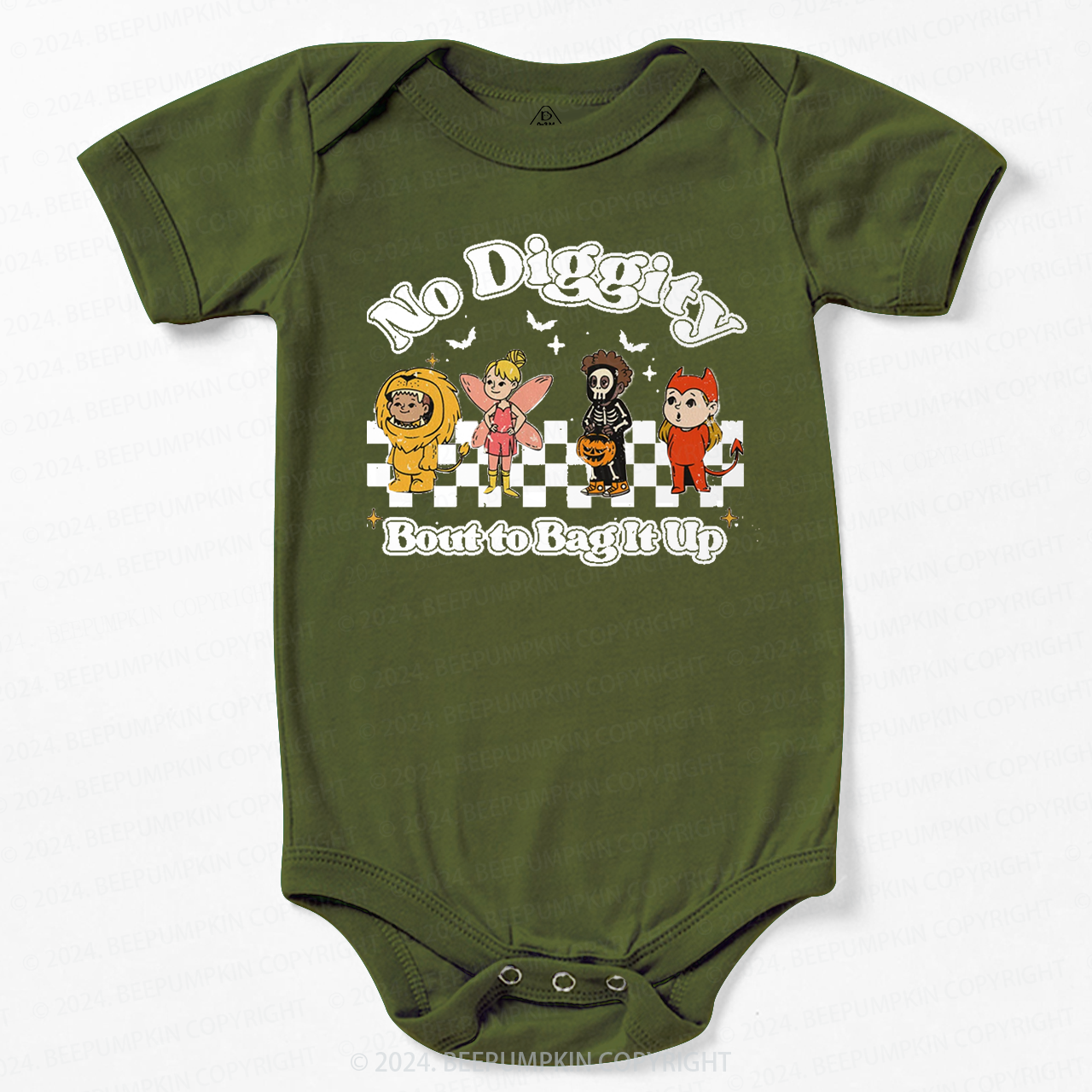 Halloween No Diggity Bout to Bag It Up Halloween Baby Bodysuits 