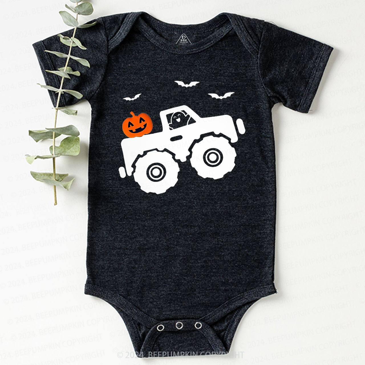 Halloween Monster Truck Baby Bodysuits 