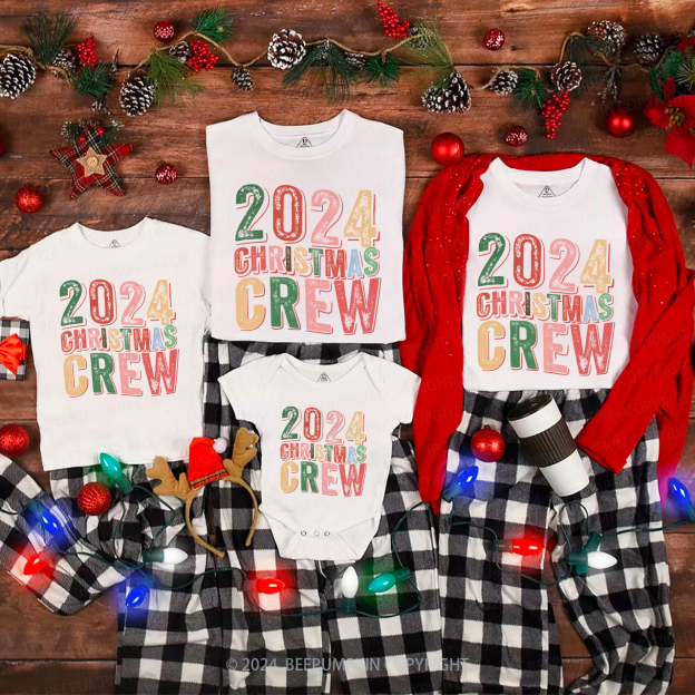 2024 Christmas Crew Rainbow Font Shirts For Family Beepumpkin