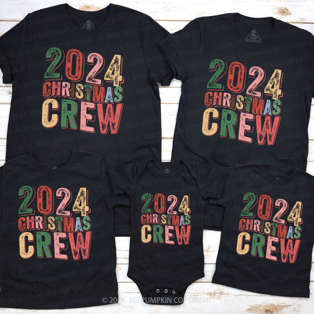 2024 Christmas Crew Rainbow Font Shirts For Family Beepumpkin