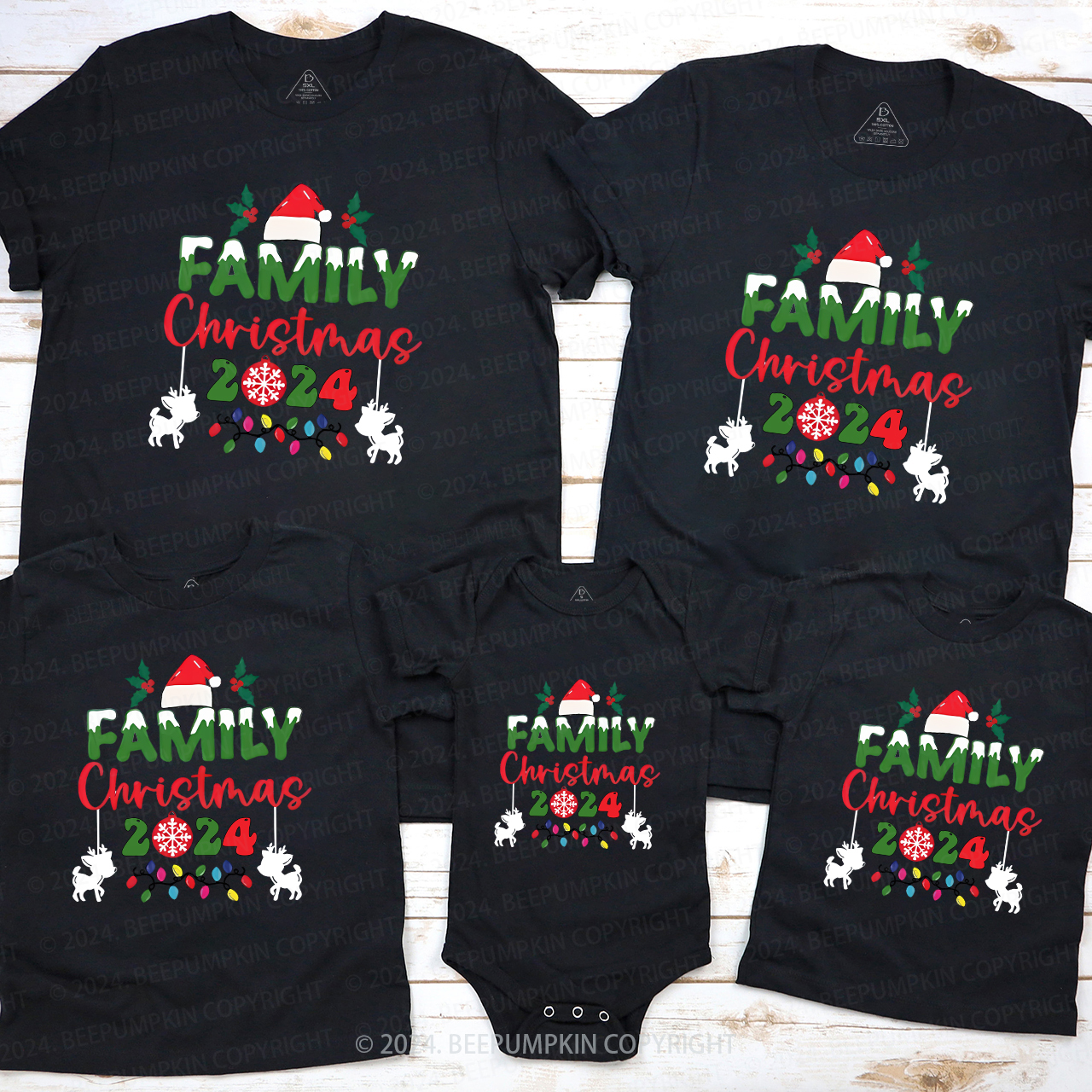 Family Christmas Cute Deer Family Matching Shirts
