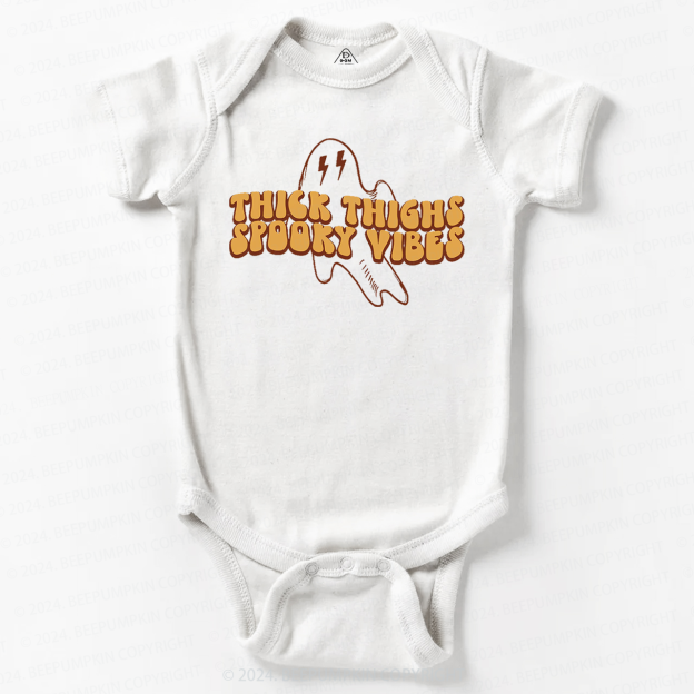 Thick Thighs Spooky Vibes Baby Bodysuits 