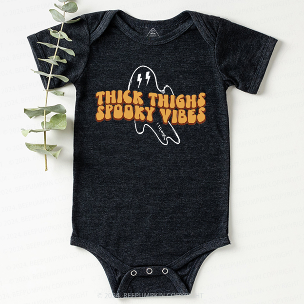 Thick Thighs Spooky Vibes Baby Bodysuits 
