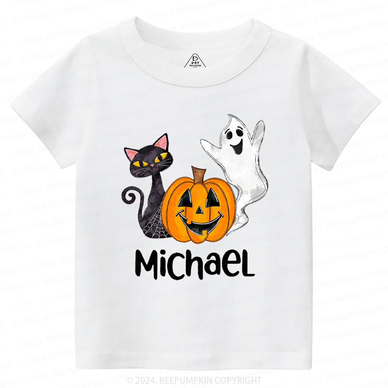 Personalized Halloween Cat Toddler&Kids Tees 