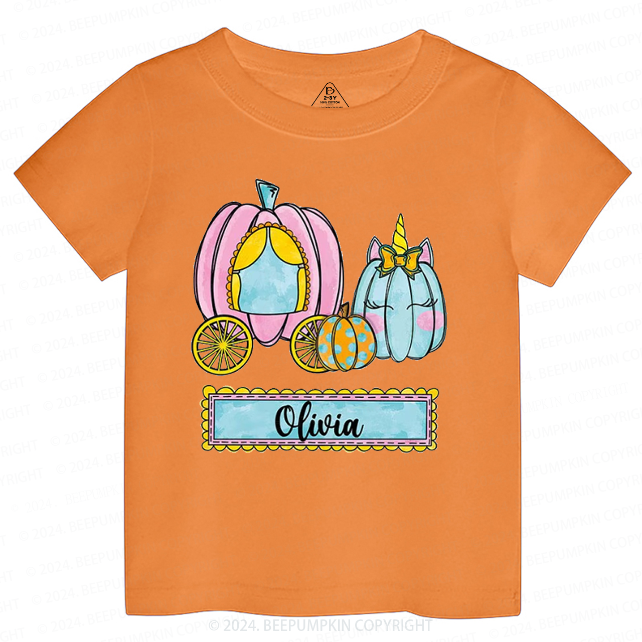 Personalized Halloween Pumpkin Name Toddler&Kids Tees 