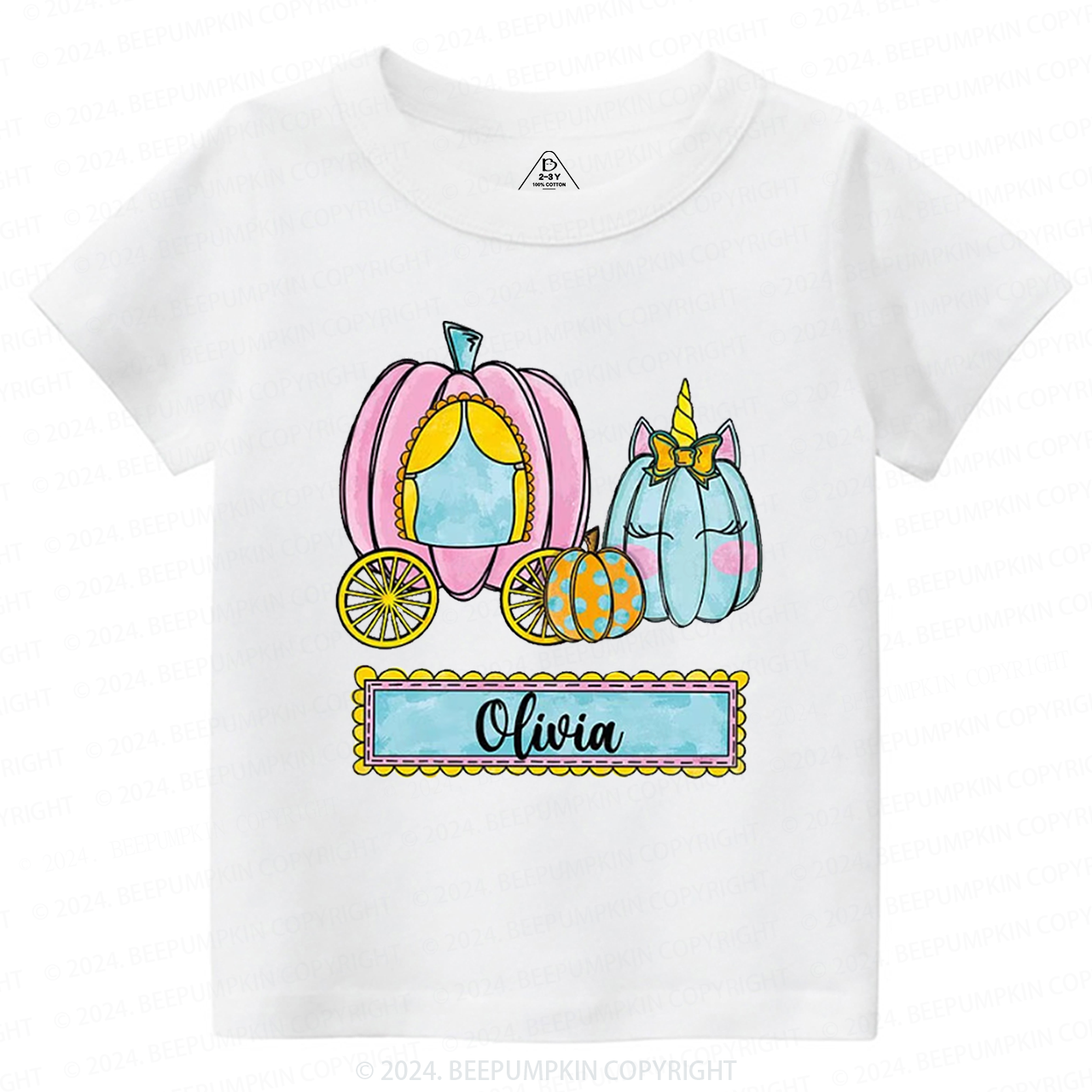 Personalized Halloween Pumpkin Name Toddler&Kids Tees 