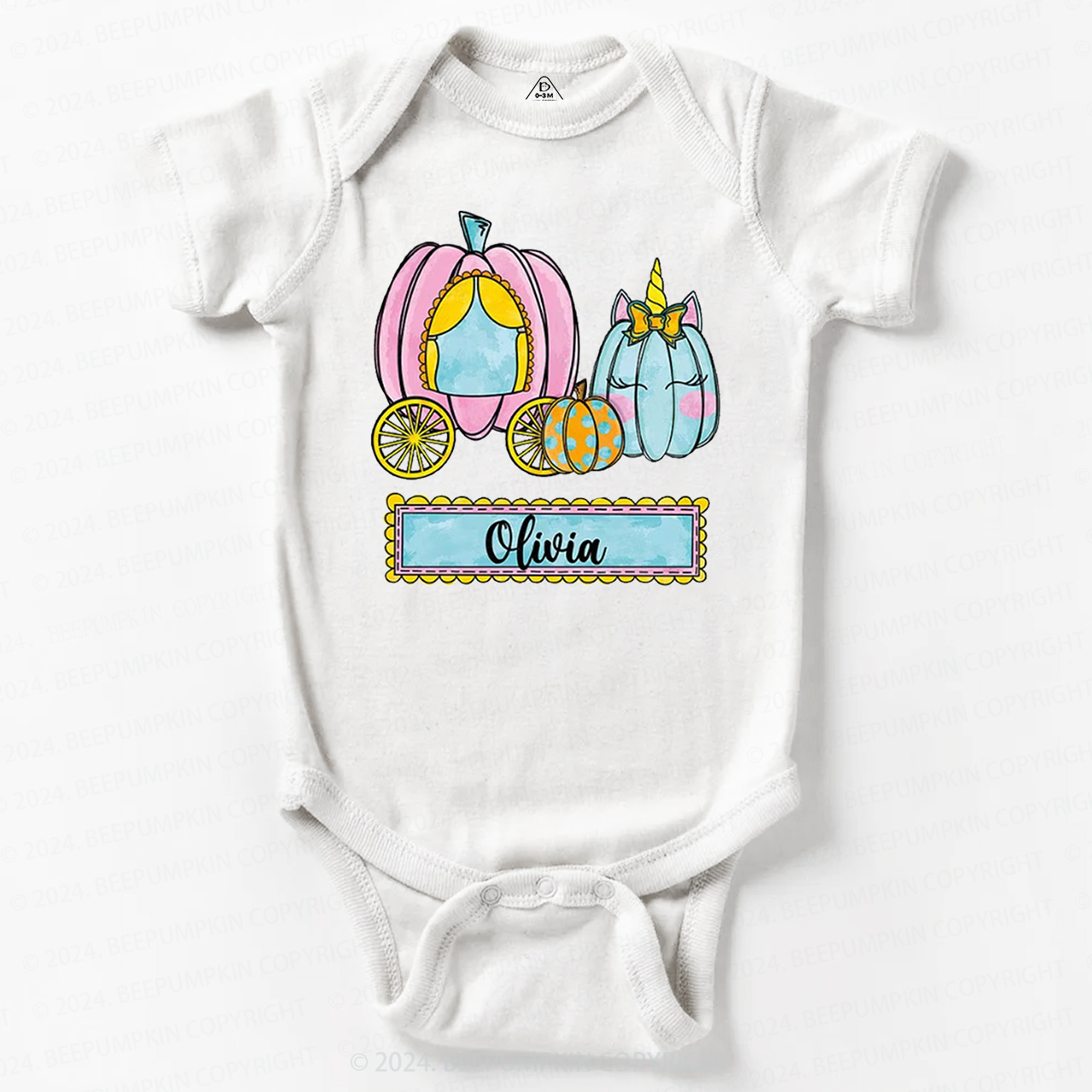 Personalized Halloween Pumpkin Name Baby Bodysuits 