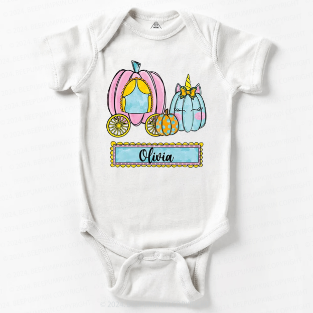 Personalized Halloween Pumpkin Name Baby Bodysuits 