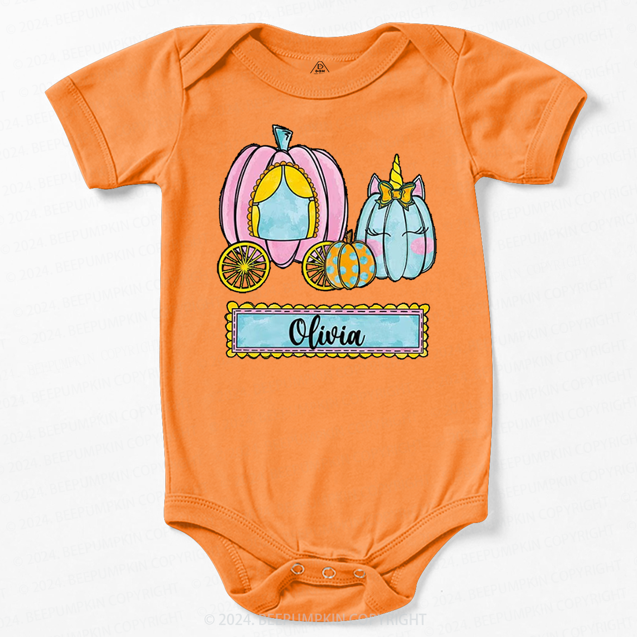 Personalized Halloween Pumpkin Name Baby Bodysuits 