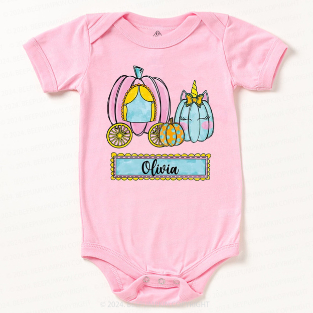 Personalized Halloween Pumpkin Name Baby Bodysuits 