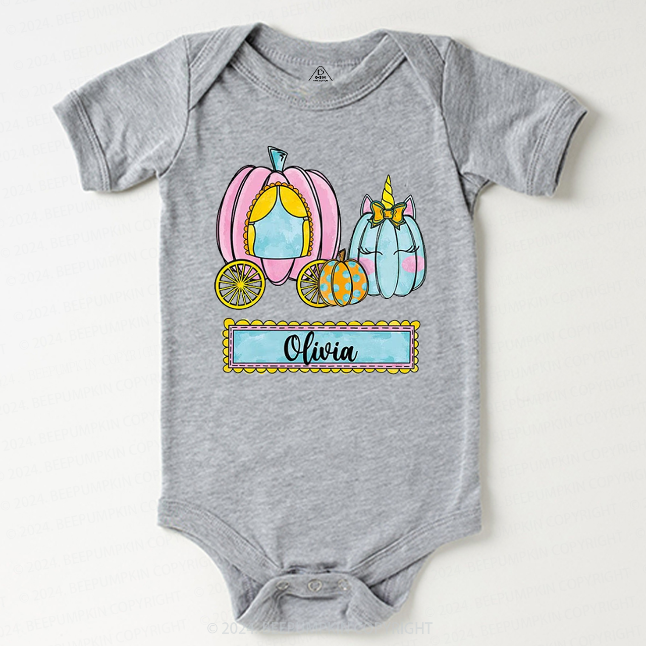 Personalized Halloween Pumpkin Name Baby Bodysuits 