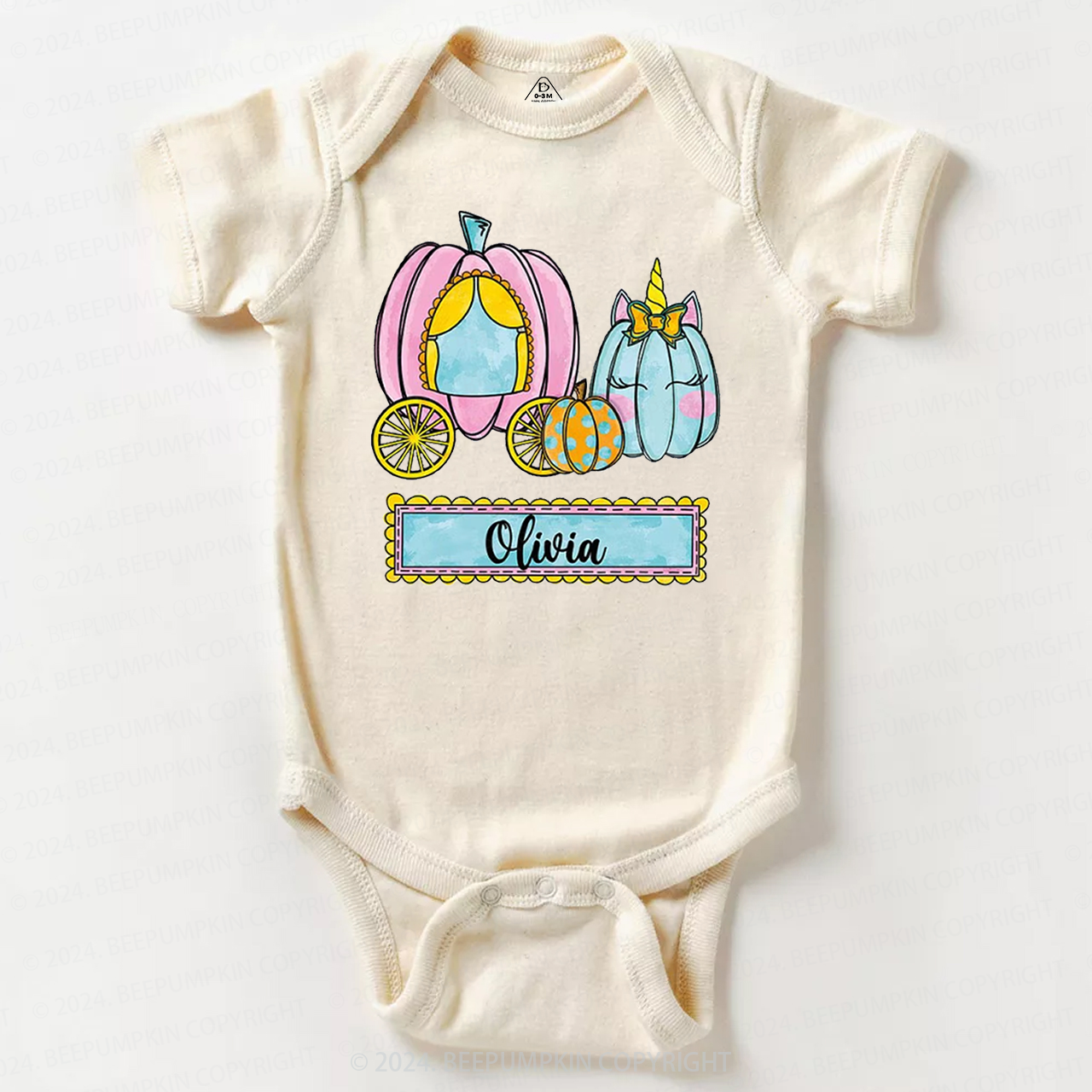 Personalized Halloween Pumpkin Name Baby Bodysuits 