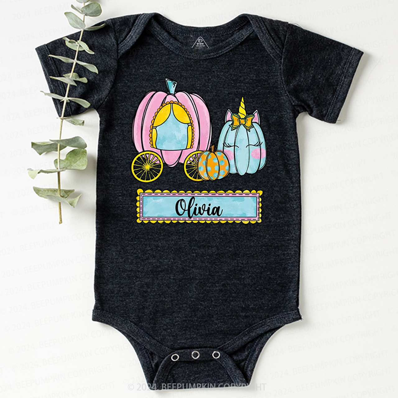 Personalized Halloween Pumpkin Name Baby Bodysuits 