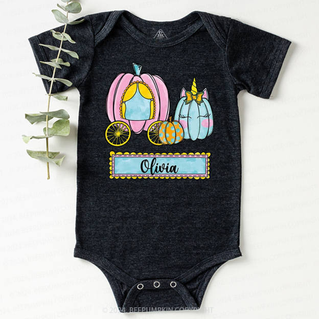 Personalized Halloween Pumpkin Name Baby Bodysuits 