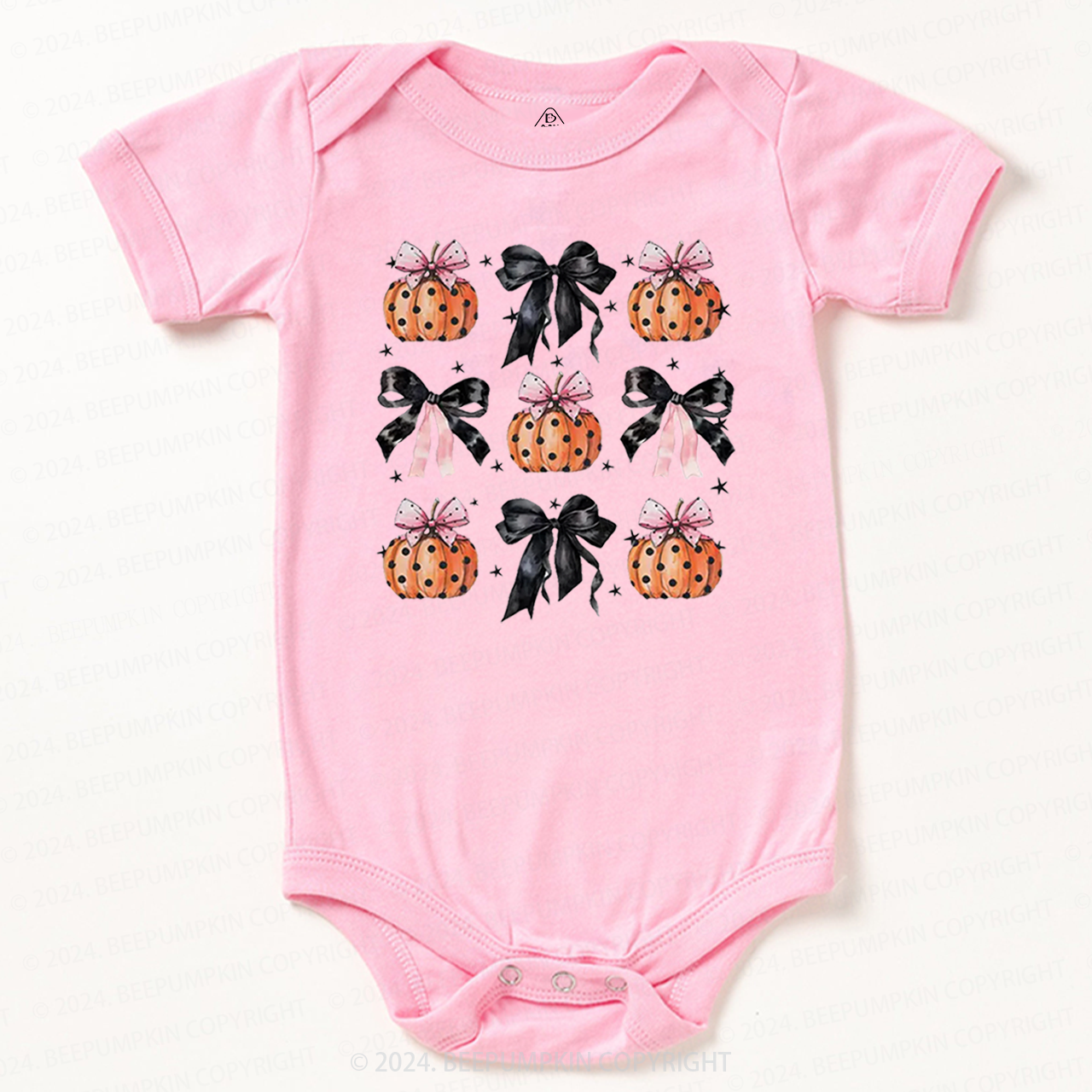 Black Ribbon And Halloween Pumpkins Baby Bodysuits 