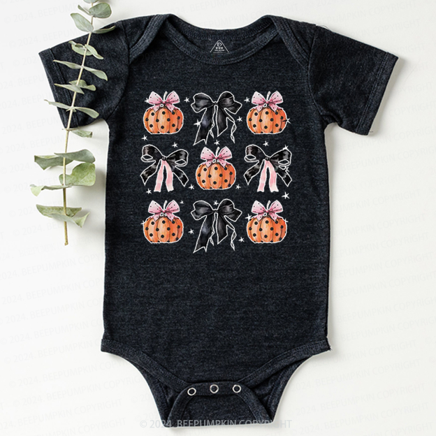 Black Ribbon And Halloween Pumpkins Baby Bodysuits 
