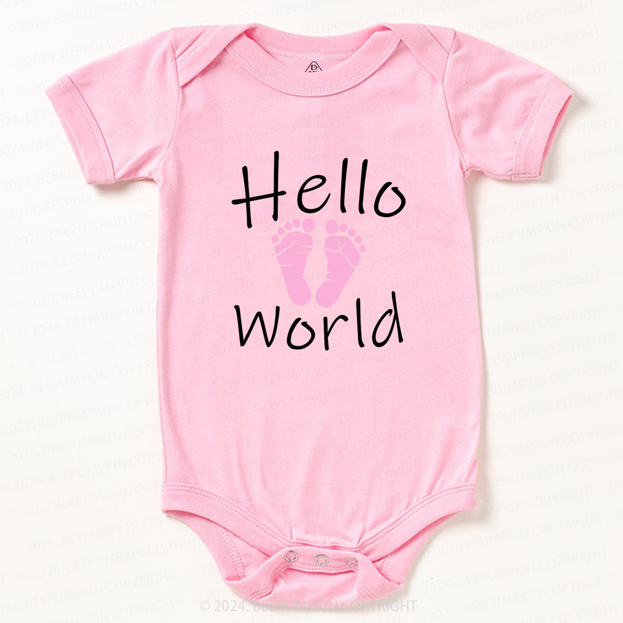 Hello World Footprint Baby Bodysuits 