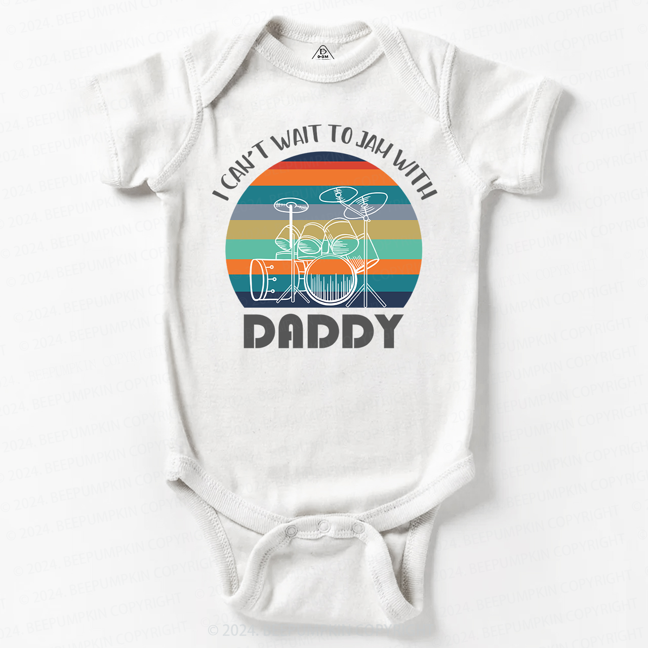 Colorful Can't Wait To Jam With Daddy Baby Bodysuit 8
