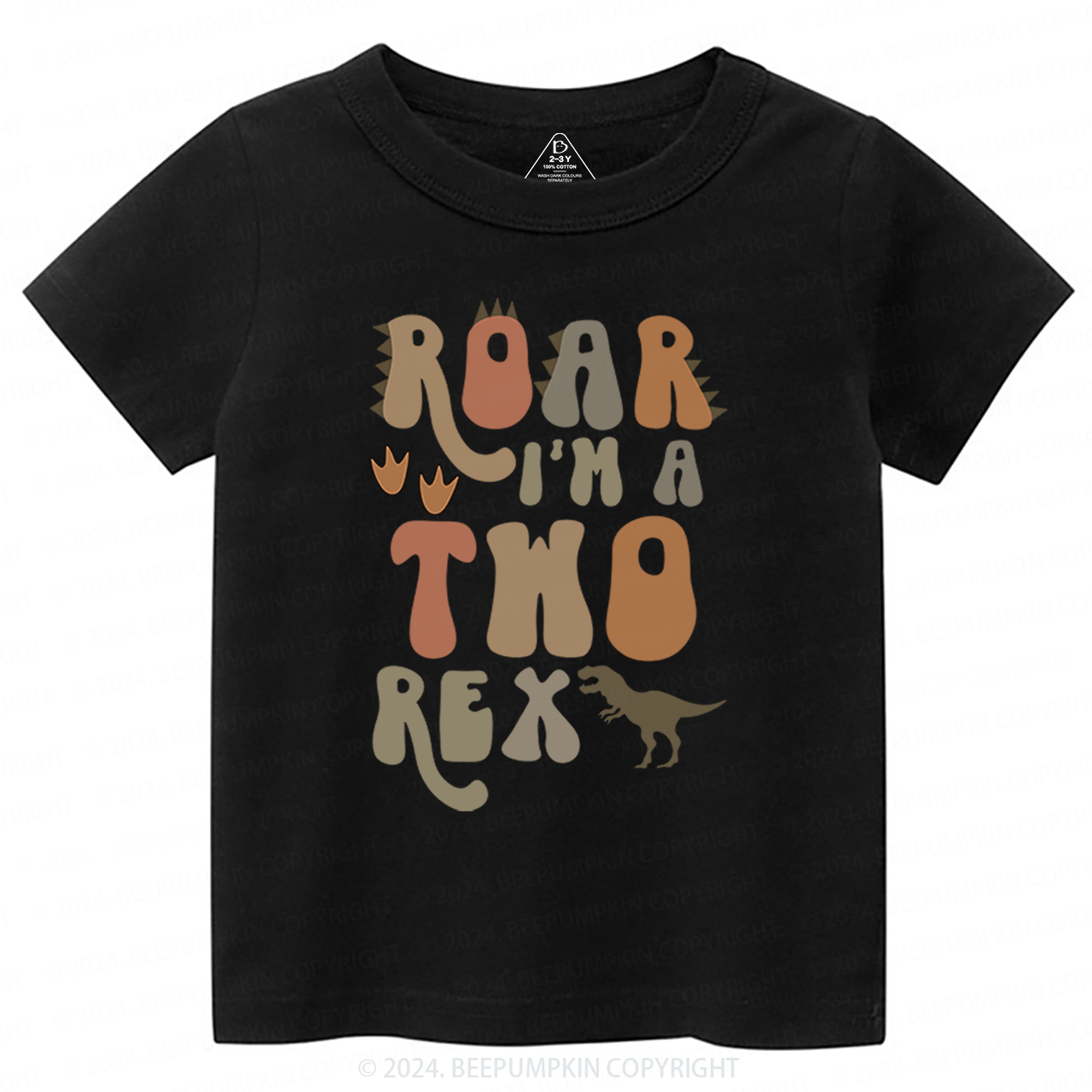 Roar Dino 2nd Birthday Toddler&Kids Tees 