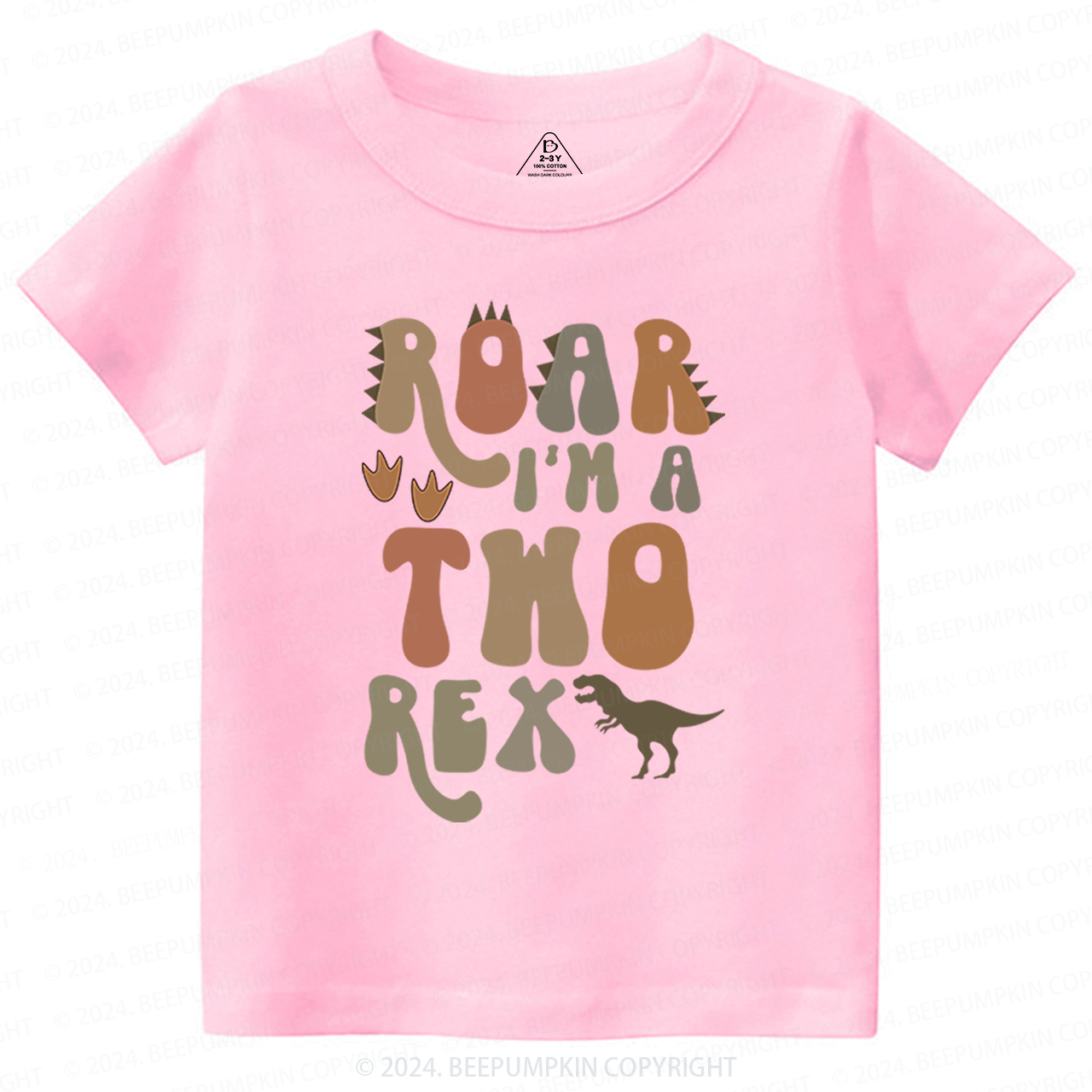 Roar Dino 2nd Birthday Toddler&Kids Tees 