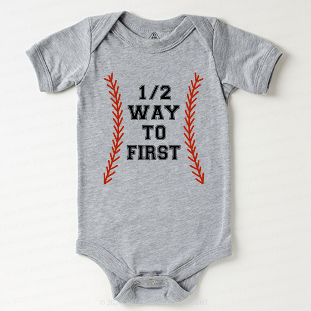 Baseball Half Way To First Baby Bodysuit