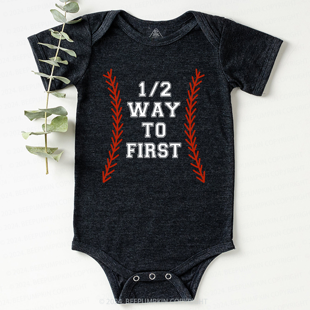 Baseball Half Way To First Baby Bodysuit