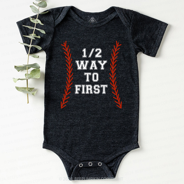 Baseball Half Way To First Baby Bodysuit