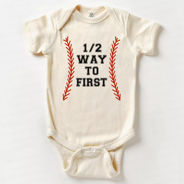 Baseball Half Way To First Baby Bodysuit