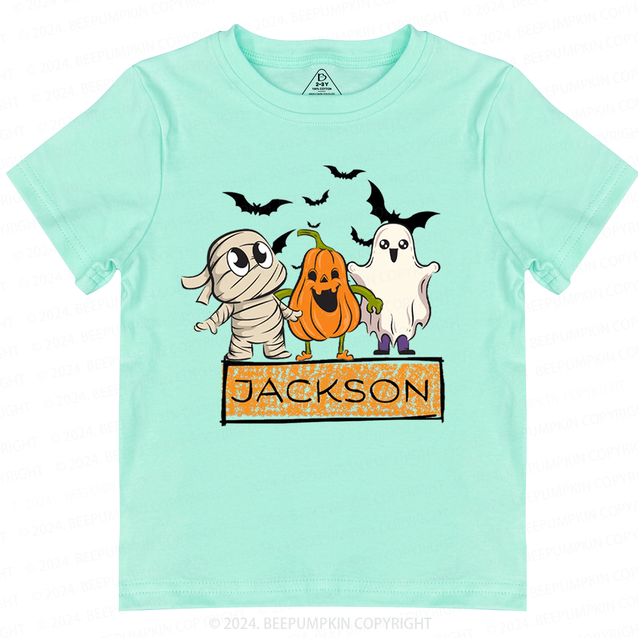 Personalized Name Halloween Bandage Ghost Toddler&Kids Tees 