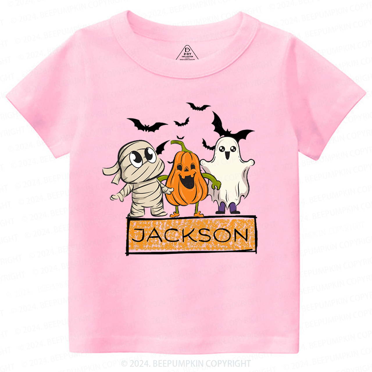 Personalized Name Halloween Bandage Ghost Toddler&Kids Tees 