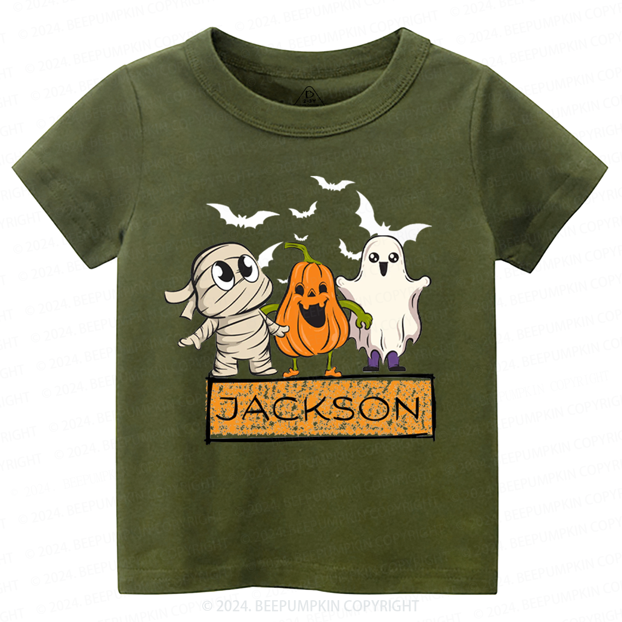 Personalized Name Halloween Bandage Ghost Toddler&Kids Tees 