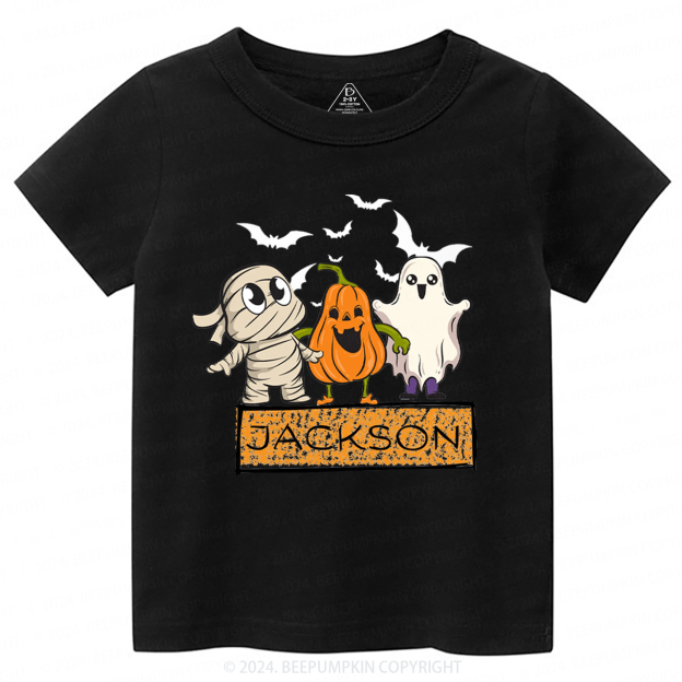 Personalized Name Halloween Bandage Ghost Toddler&Kids Tees 