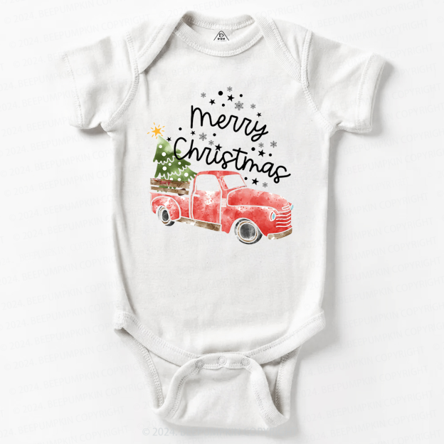 Merry Christmas Truck Baby Bodysuit