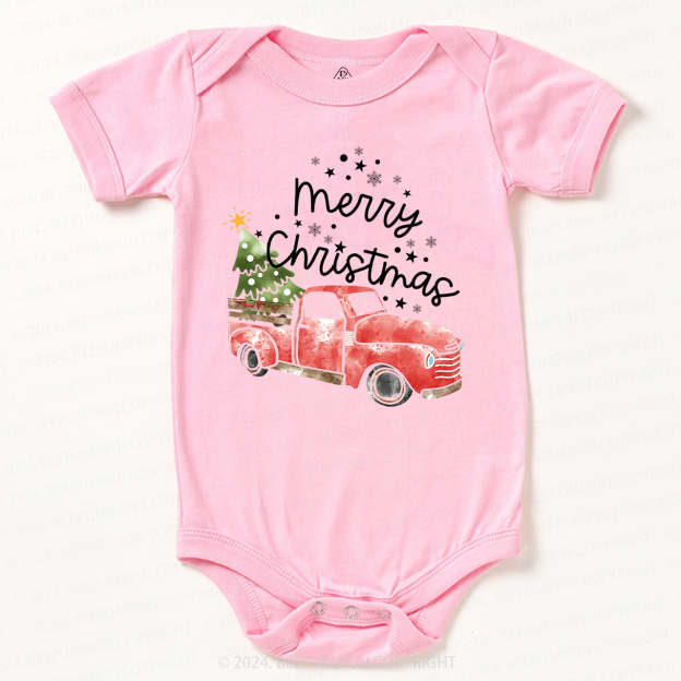 Merry Christmas Truck Baby Bodysuit