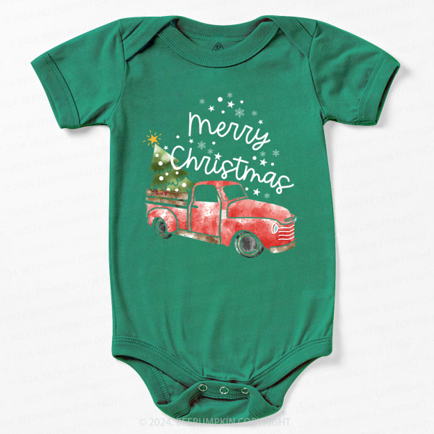 Merry Christmas Truck Baby Bodysuit