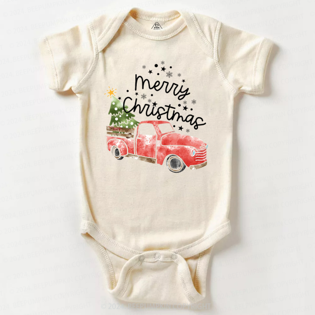 Merry Christmas Truck Baby Bodysuit