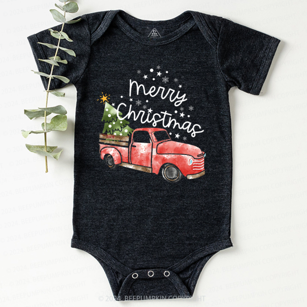 Merry Christmas Truck Baby Bodysuit