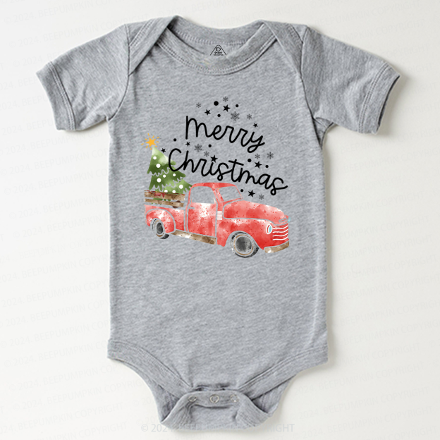 Merry Christmas Truck Baby Bodysuit