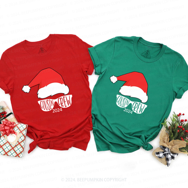 Cousin Crew Red Santa Hat Christmas Matching Tees For Family Beepumpkin