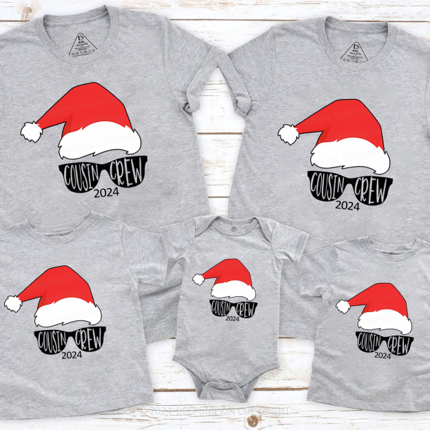 Cousin Crew Red Santa Hat Christmas Matching Tees For Family Beepumpkin