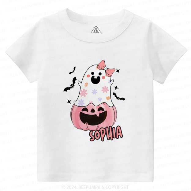 Personalized Halloween Pink Ghost Toddler&Kids Tees 