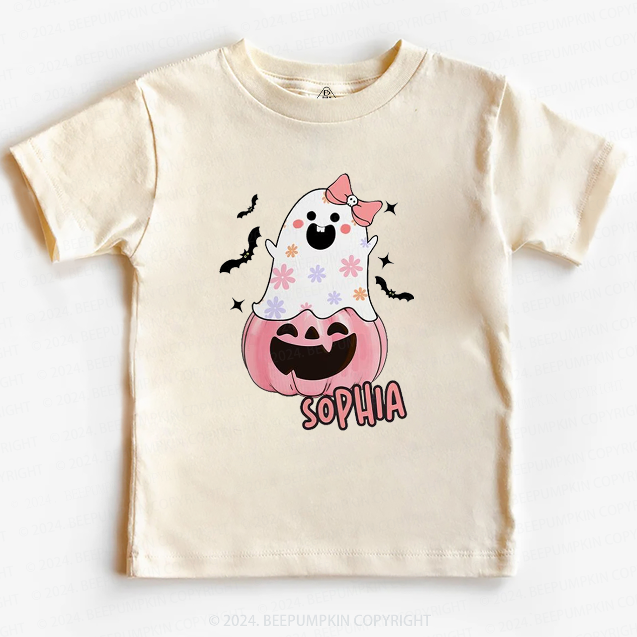 Personalized Halloween Pink Ghost Toddler&Kids Tees 