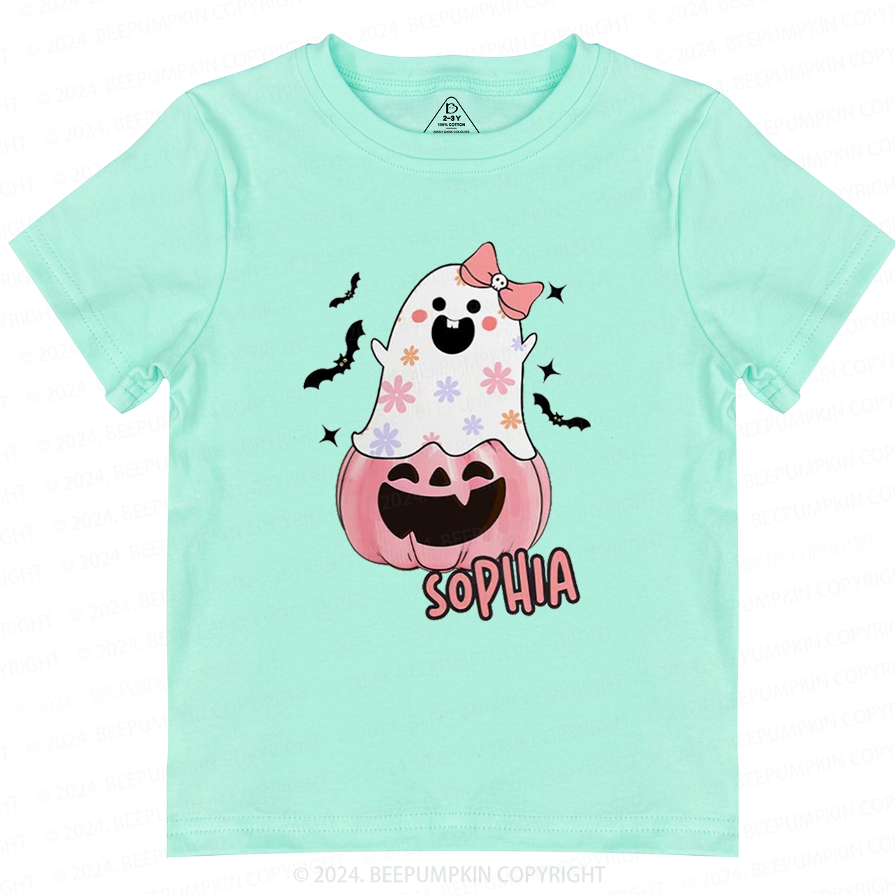 Personalized Halloween Pink Ghost Toddler&Kids Tees 