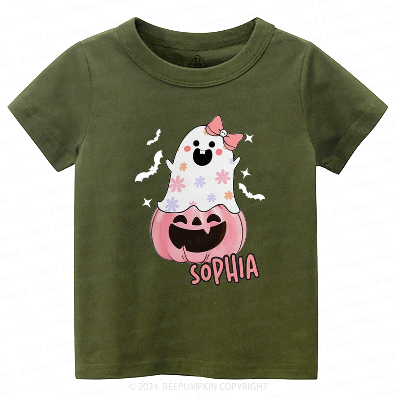 Personalized Halloween Pink Ghost Toddler&Kids Tees 