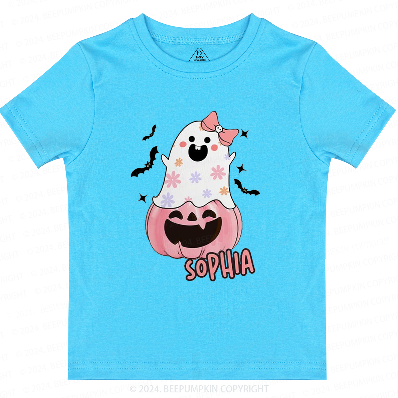 Personalized Halloween Pink Ghost Toddler&Kids Tees 