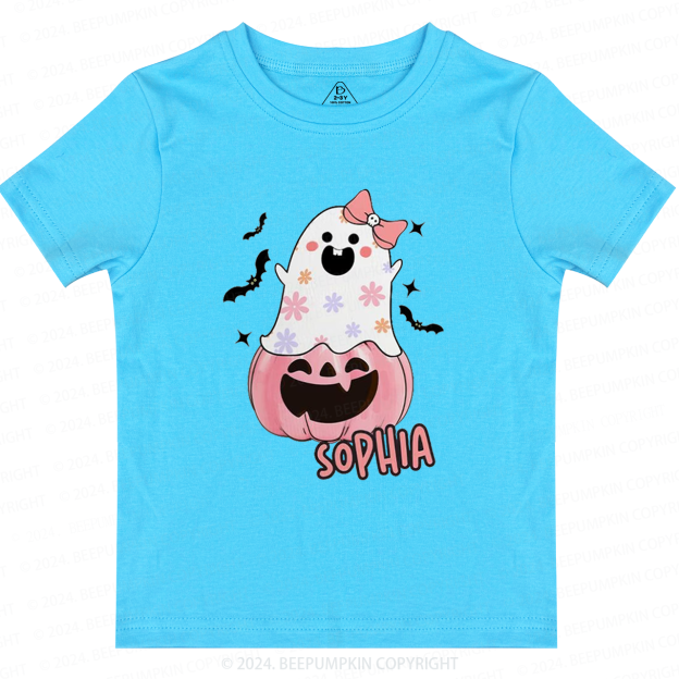 Personalized Halloween Pink Ghost Toddler&Kids Tees 